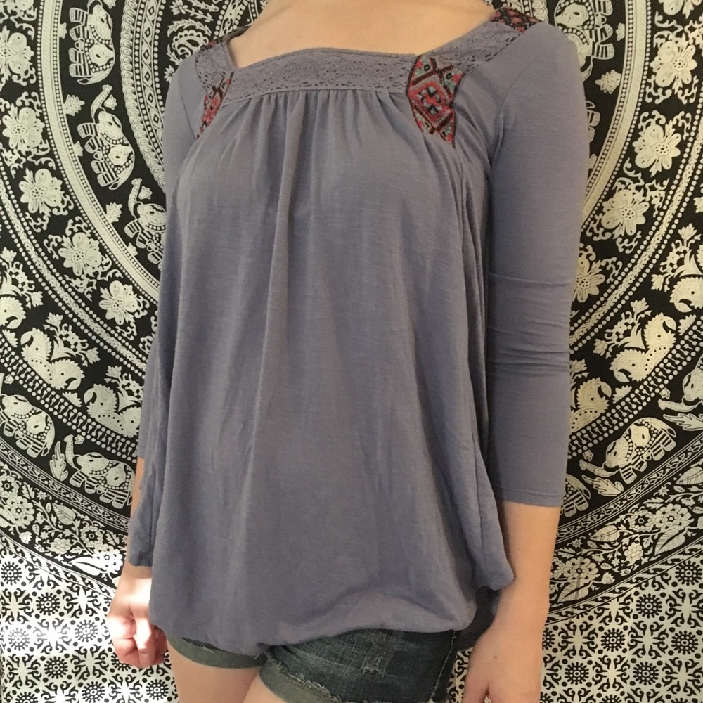 Purple Embroidered Shirt